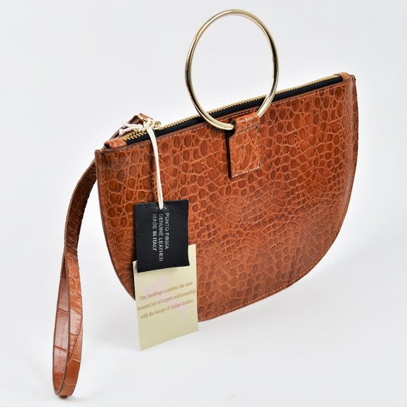 PUNTO FIBBIA Handbags - NWT PUNTO FIBBIA Genuine Leather Croc Bag/Wristlet